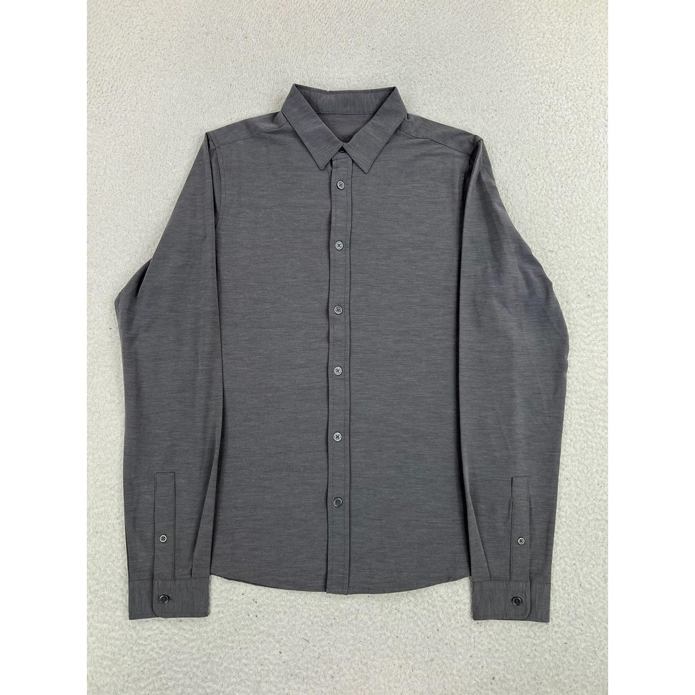 Vuori Bridge Shirt Mens Small Gray Stretch Jersey Long Sleeve Button Up Casual